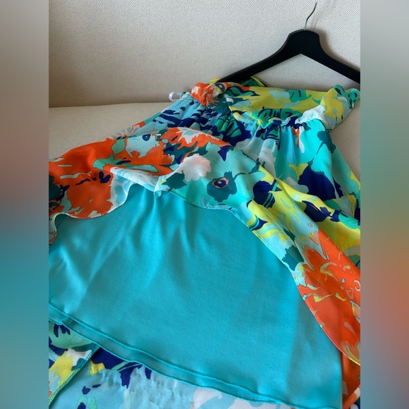 Flowy high-low spaghetti straps chiffon dress - Picture 4 of 6